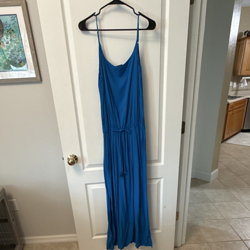 Tommy Bahama Blue Rayon Sleeveless Adjustable Strap Jumpsuit XL TSW49701C